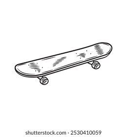 Hand Drawn Skateboard Illustration Colorless - 02