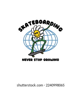 hand drawn skateboard logo vector
