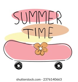 Hand drawn skateboard vector trend Kids print