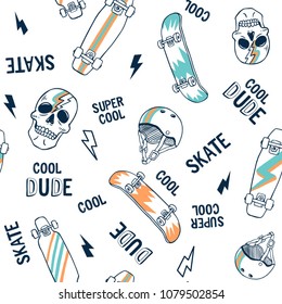 Hand drawn skateboarding elements