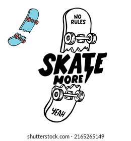 Hand drawn skateboarding elements. Skate doodle illustration.