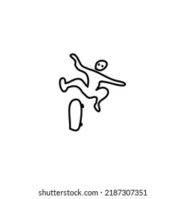 Hand drawn Skateboarding icon, simple doodle icon