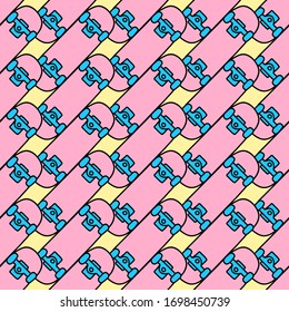 Hand drawn skateboarding seamless pattern. skateboard background. Skateboarding doodle illustration. Vector illustration.