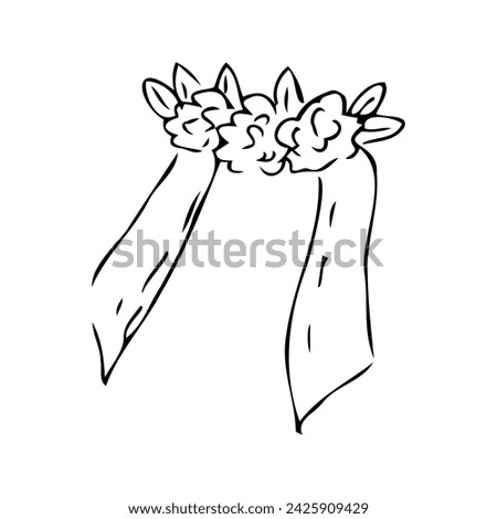 Hand drawn skech ofbride veil - vector illustration. Can used for wedding concept and design. 
