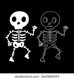 Hand drawn skeleton cartoon illustration