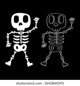 Hand drawn skeleton cartoon illustration