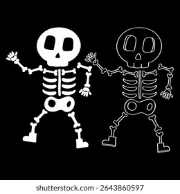 Hand drawn skeleton cartoon illustration