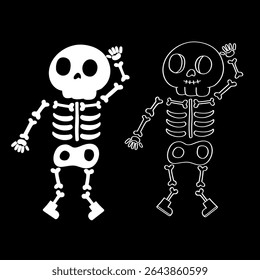 Hand drawn skeleton cartoon illustration