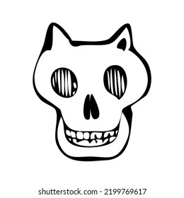 Hand Drawn Skeleton Cat Illustratition Icon