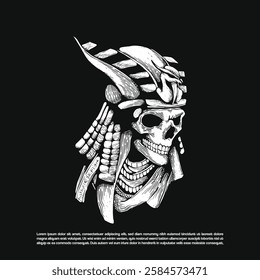 Hand drawn skeleton demon dressed as an ancient Egyptian pharaoh God vector dark art