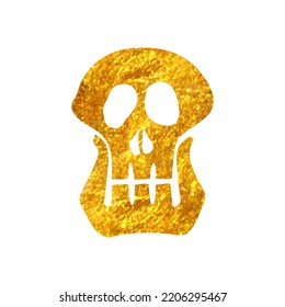 Hand Drawn Skeleton Icon In Gold Foil Texture Vector Illustration