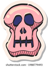 Hand drawn Skeleton icon in sticker style vector illustration