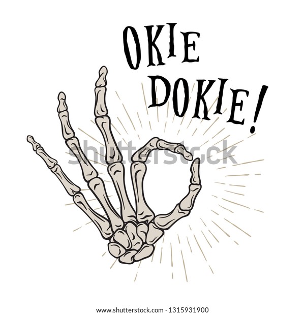 Hand Drawn Skeleton Hand Okay Gesture Image Vectorielle De Stock Libre De Droits