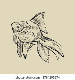 Hand drawn sketch about fish.Vector Illustration.