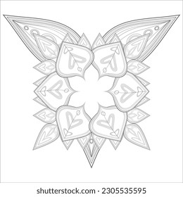 Hand Drawn Sketch for Adult Anti Stress. Decorative Abstract Flowers in Black Isolated on White Background.-vector