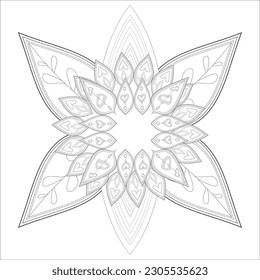 Hand Drawn Sketch for Adult Anti Stress. Decorative Abstract Flowers in Black Isolated on White Background.-vector