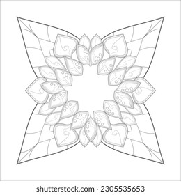 Hand Drawn Sketch for Adult Anti Stress. Decorative Abstract Flowers in Black Isolated on White Background.-vector