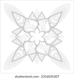 Hand Drawn Sketch for Adult Anti Stress. Decorative Abstract Flowers in Black Isolated on White Background.-vector