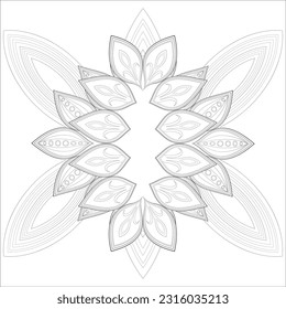 Hand Drawn Sketch for Adult Anti Stress. Decorative Abstract Flowers in Black Isolated on White Background.-vector