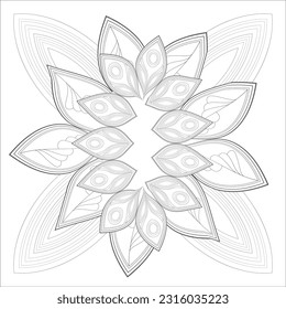 Hand Drawn Sketch for Adult Anti Stress. Decorative Abstract Flowers in Black Isolated on White Background.-vector