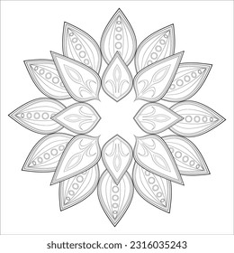 Hand Drawn Sketch for Adult Anti Stress. Decorative Abstract Flowers in Black Isolated on White Background.-vector