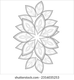 Hand Drawn Sketch for Adult Anti Stress. Decorative Abstract Flowers in Black Isolated on White Background.-vector