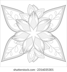 Hand Drawn Sketch for Adult Anti Stress. Decorative Abstract Flowers in Black Isolated on White Background.-vector