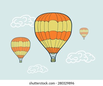 hand drawn sketch air balloons