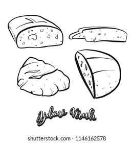 Hand drawn sketch of Ajdov Kruh food. Vector drawing of Buckwheat bread food, usually known in Slovenia. Bread illustration series.