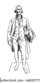 Hand drawn sketch of Alexander Hamilton Statue in vector illustration.