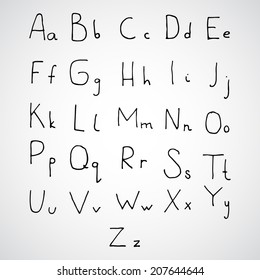 Hand drawn sketch alphabet.