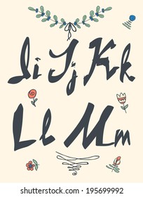 Hand drawn sketch alphabet. Handwritten font. Isolated in white background. Letters, uppercase