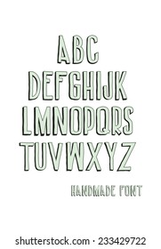 Hand drawn sketch alphabet.  Isolated in white background.