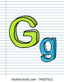 Hand Drawn sketch Alphabet. Letter G