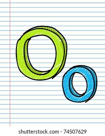 Hand Drawn sketch Alphabet. Letter O