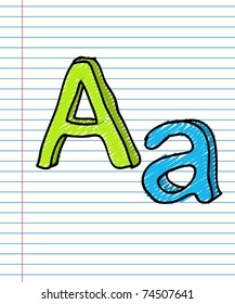 Hand Drawn sketch Alphabet. Letter A