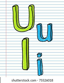 Hand Drawn sketch Alphabet. Letters