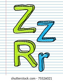 Hand Drawn sketch Alphabet. Letters