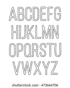Hand drawn sketch alphabet. Vector illustration EPS10