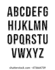 Hand drawn sketch alphabet. Vector illustration EPS10