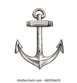 Hand drawn sketch anchor. Vector illustration