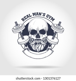 Hand drawn sketch, angry sport skull