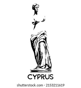 Hand drawn sketch of Aphrodite, Cyprus