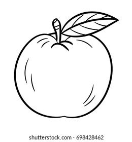 Hand drawn sketch of Apples isolated, Black and White Cartoon Vector Illustration for Coloring Book - Line Drawn Vector