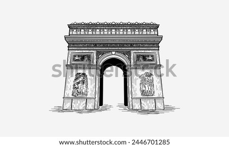 hand drawn Hand drawn sketch of the Arc de Triomphe  Arch of Triumph, Paris, France. Vector illustration