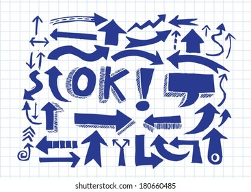 Hand drawn sketch arrow collection for your design