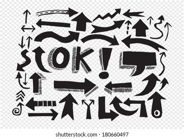 Hand drawn sketch arrow collection for your design