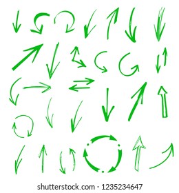 Hand drawn sketch arrows. Design elements set isolated on white background