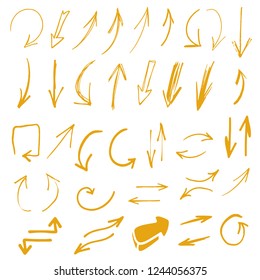 Hand drawn sketch arrows. Design elements set isolated on white background