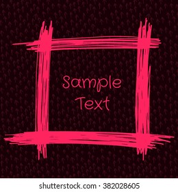 Hand Drawn sketch art. Scribble square pink frame on black background with hand-drawn arrows, vector design elements in doodle style with inscription.